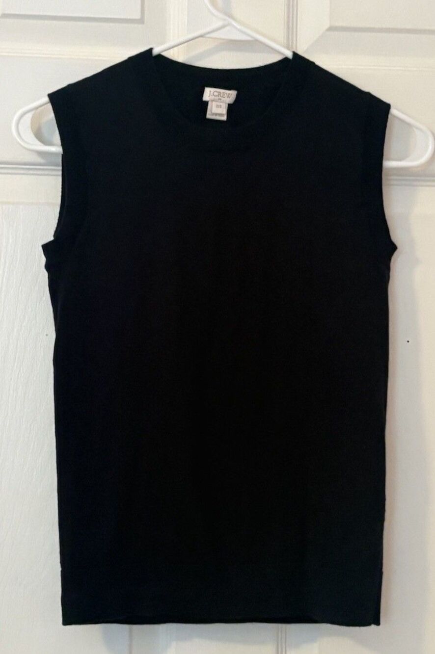 J. Crew Classic Shell Sweater Women's XXS Black Sleeveless Crew Neck Cotton